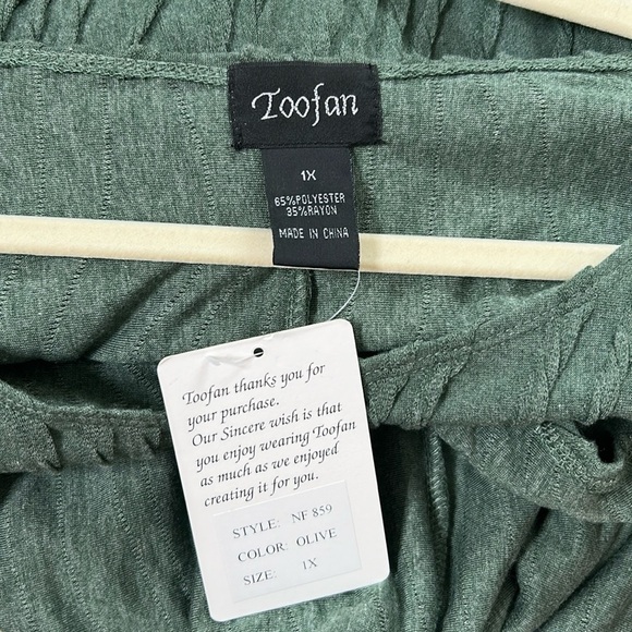 NWT Toofan Textured Sage Green Tunic Top Size 1X Lagenlook Art to Wear - Picture 9 of 9